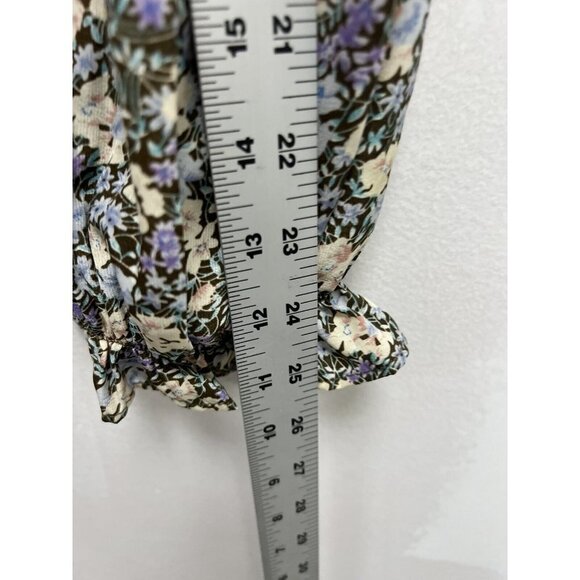 ASTR Brown Peach Floral Print Long Sleeve Corset Top Size XL - Picture 7 of 12